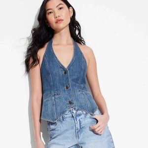 Wild Fable Blue Denim Halter Top